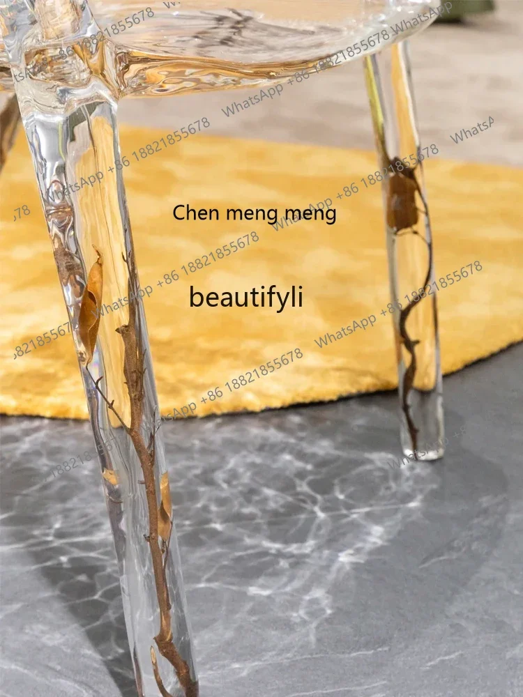 B7304 ss Platinum Crystal Chair Crystal Adult Chair Transparent Resin Backrest for Dining Chair Stool
