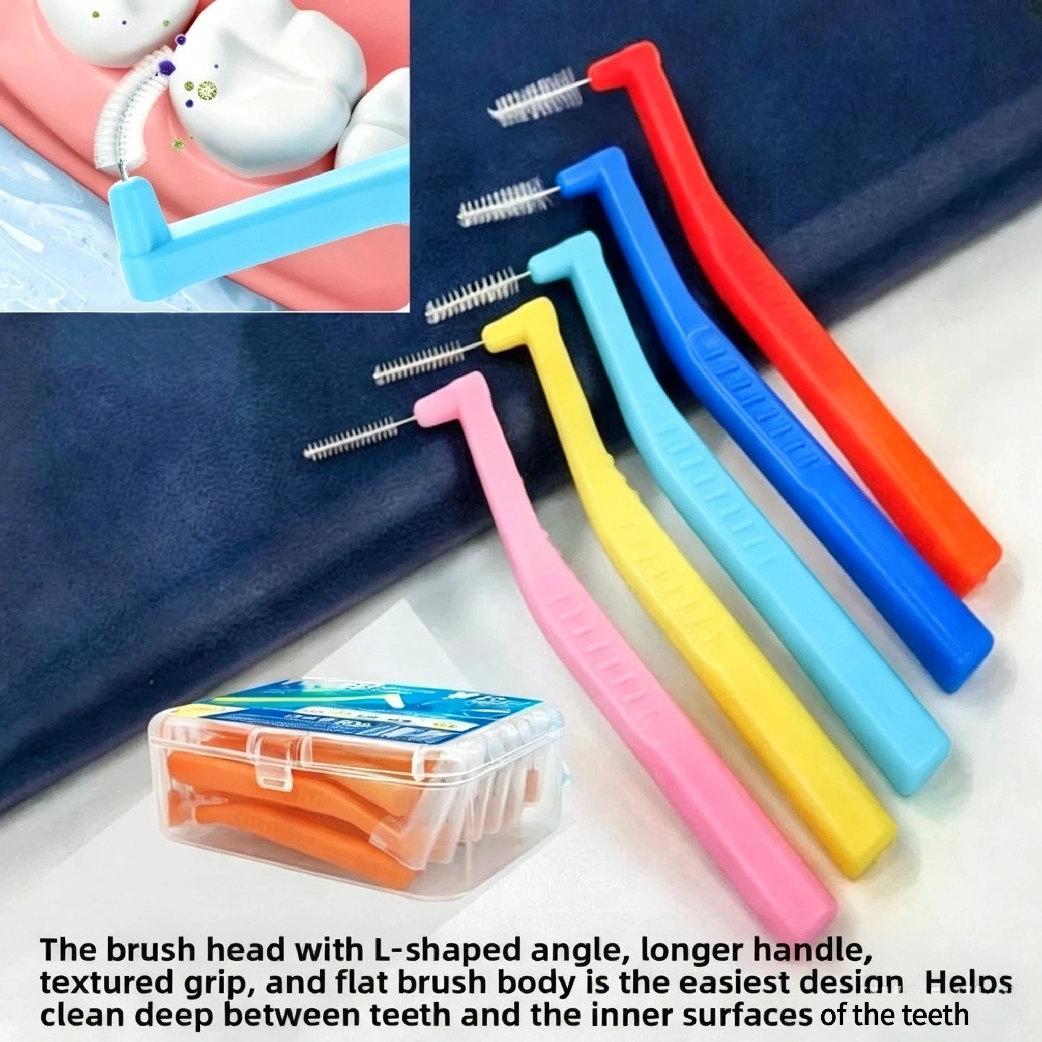 (BF06)Set Of 10 Interdental Brushes For Braces Dental Picks L-Shaped Interdental Brushes For Oral Hygiene