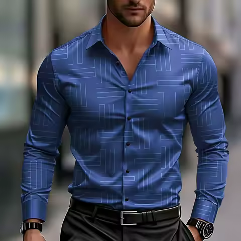 Classic Design Men's Grid Plaid Geometric Pattern Shirt Long Sleeve Fashion Casual Vacation Dailywear Summer Spring Fall