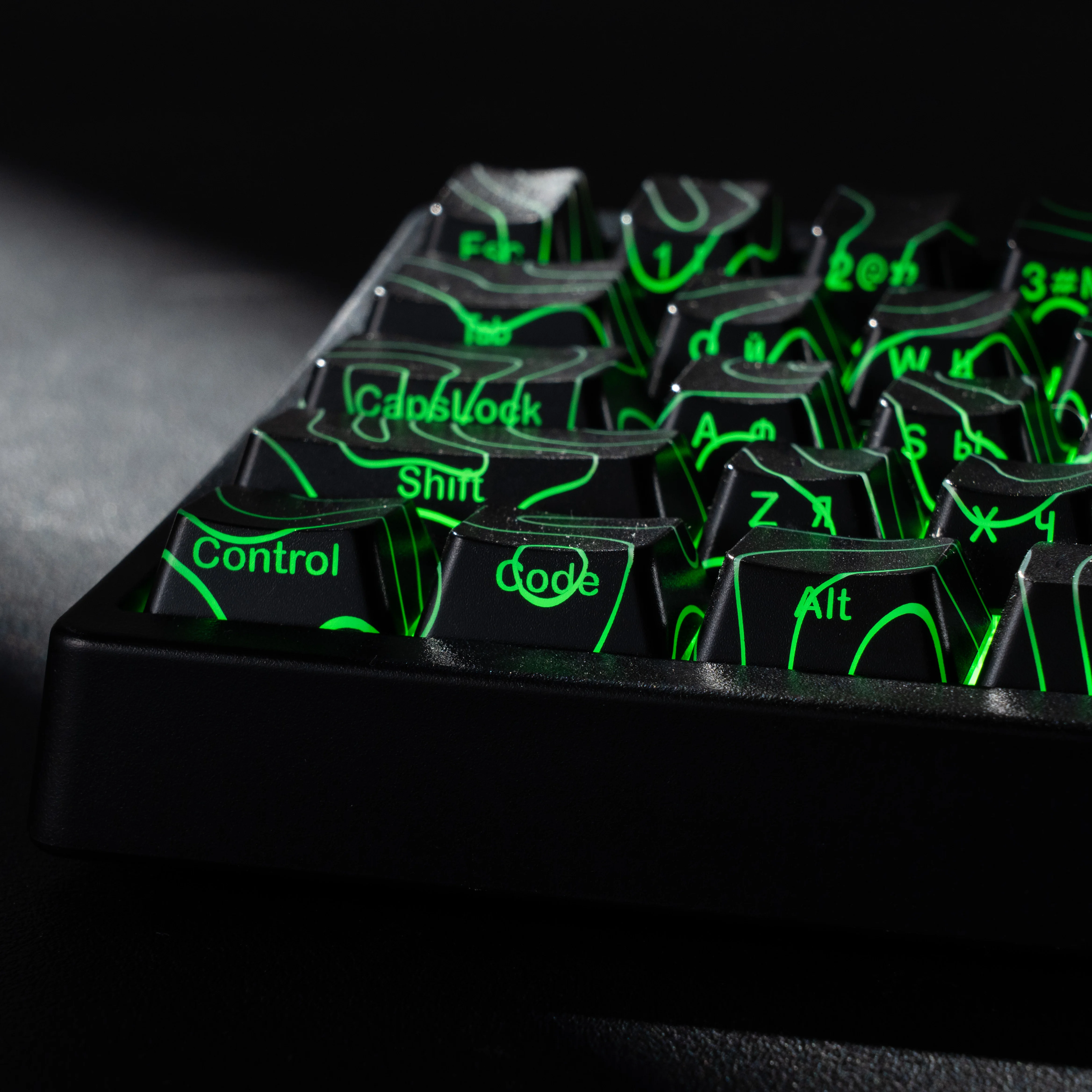 XVX Russian Keycaps Topographic Pattern Shine-Through OEM Profile IMD-Tech Keycap Set 118 Keys(Only Keycaps)