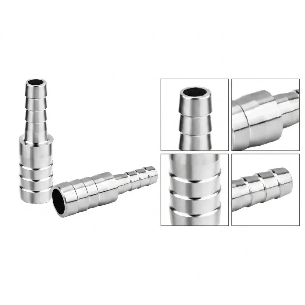 304 SS Hose Reducer 32mm to 8mm Barbed Connector with Stainless Clamps for Water Pump Air Compressor and Home Garden Use