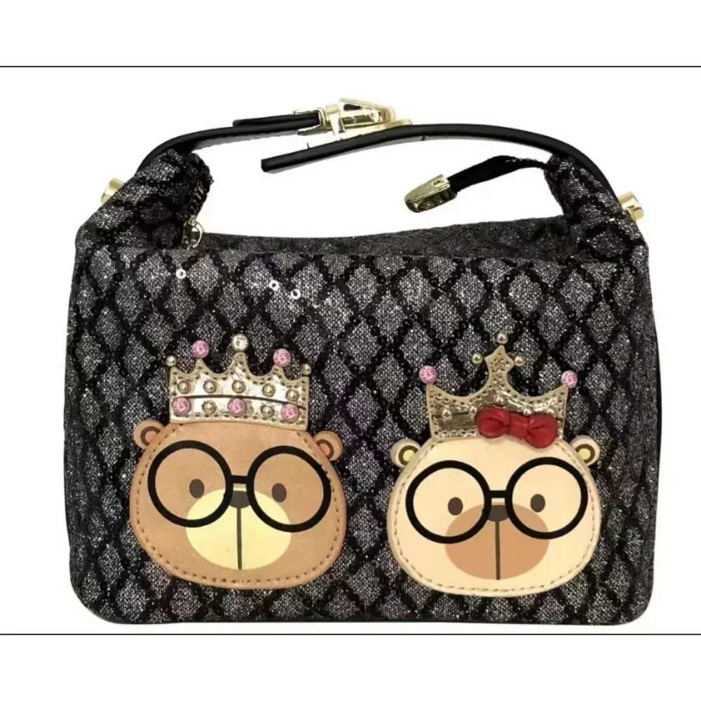 

CREAM BEAR с блестками, повседневные маленькие сумки для женщин, модные игривые ручные мини-сумки на одно плечо, квадратные сумки