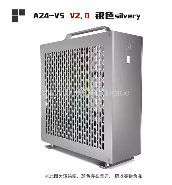 A24-V5 2.0 5L Mini ITX PC Case, Small Form Factor, Supports 1U PSU & Dual Slot GPU, Slim Desktop Chassis for Home/Office