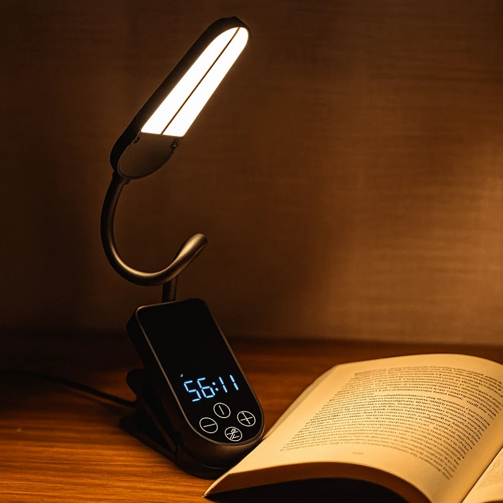 

Светодиодный светильник для книг, перезаряжаемый через USB светильник для чтения с двойной головкой, портативный дизайн, мини-размер, держатель для книг, светильник для чтения