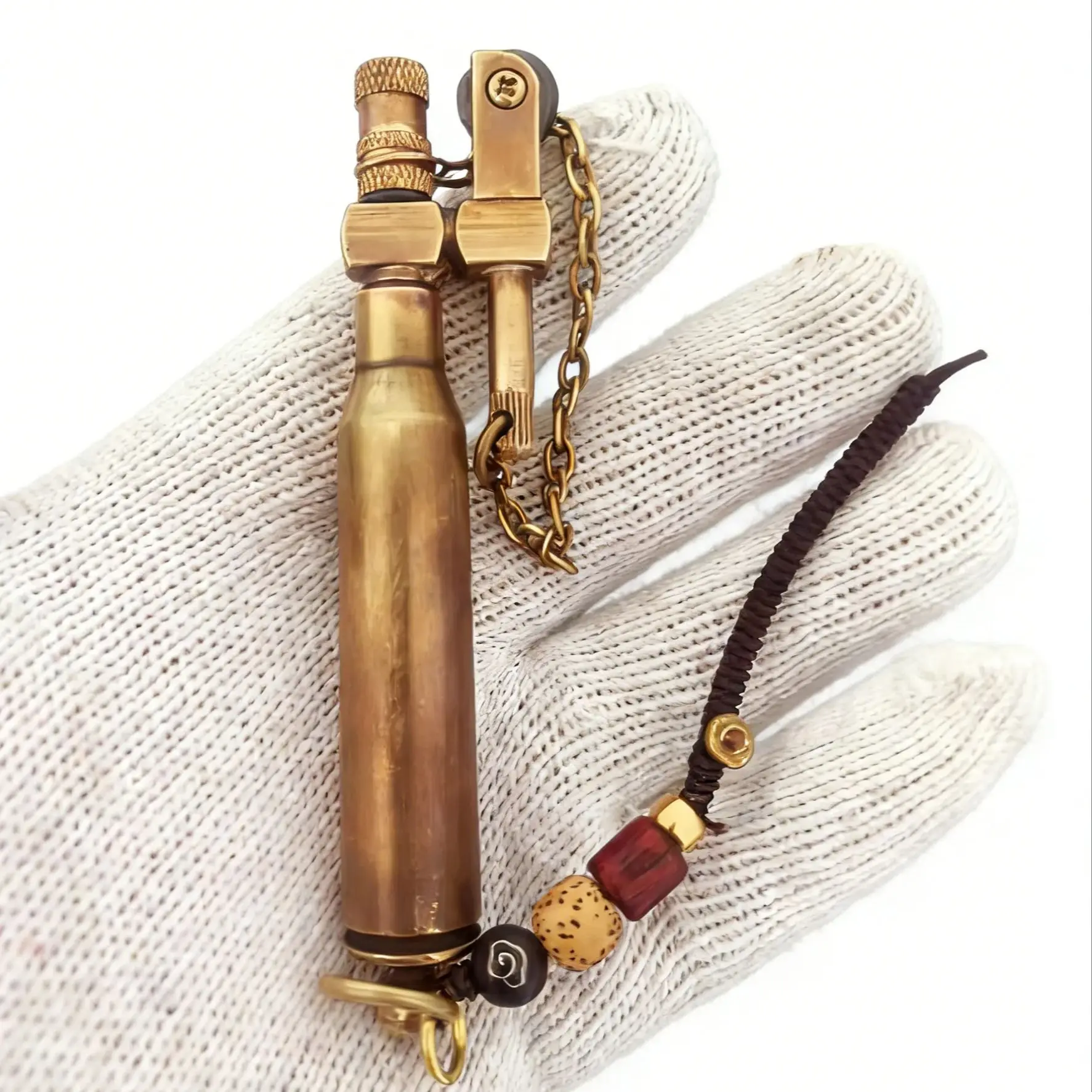 Retro Bullet Shell Transformation Brass Gasolines Lighter Fuel Retro Fine Grinding Wheel Lighter Handmade Gift