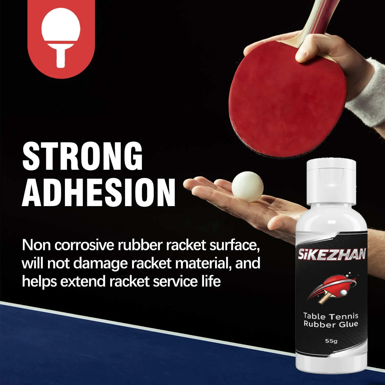 

Клей для настольного тенниса на неорганической основе с 3 губками, без ВОК, для наклеивания накладок на ракетки, прочное сцепление, быстросохнущий, легко удаляется.