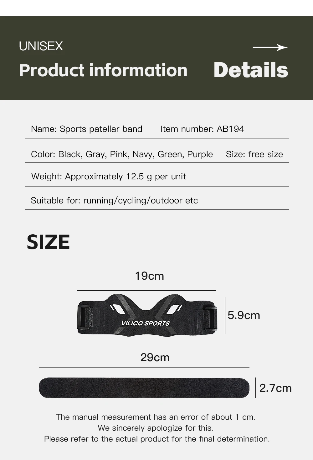 VILICO Verstellbarer Patellasehnen-Stützgurt, Sport-Patella-Stabilisator Kniebandage für Laufen, Basketball, Fitness, Wandern – Detail 7
