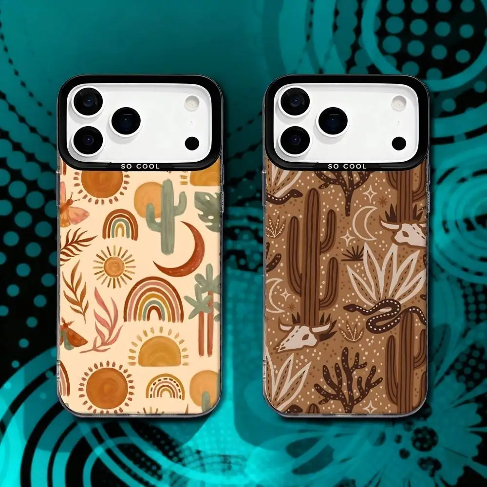 

Cactus Sand Sunset Phone Case For iPhone 17,16,15,14,13,12,X,8,Pro,Max,Plus,SE4,Air,Mini Black Matte Durable Hard