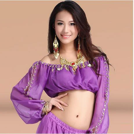 New arrival cheap crystal cotton and mesh belly dance top for belly dancing momen half sleeves belly dance tops sexy top 9 color