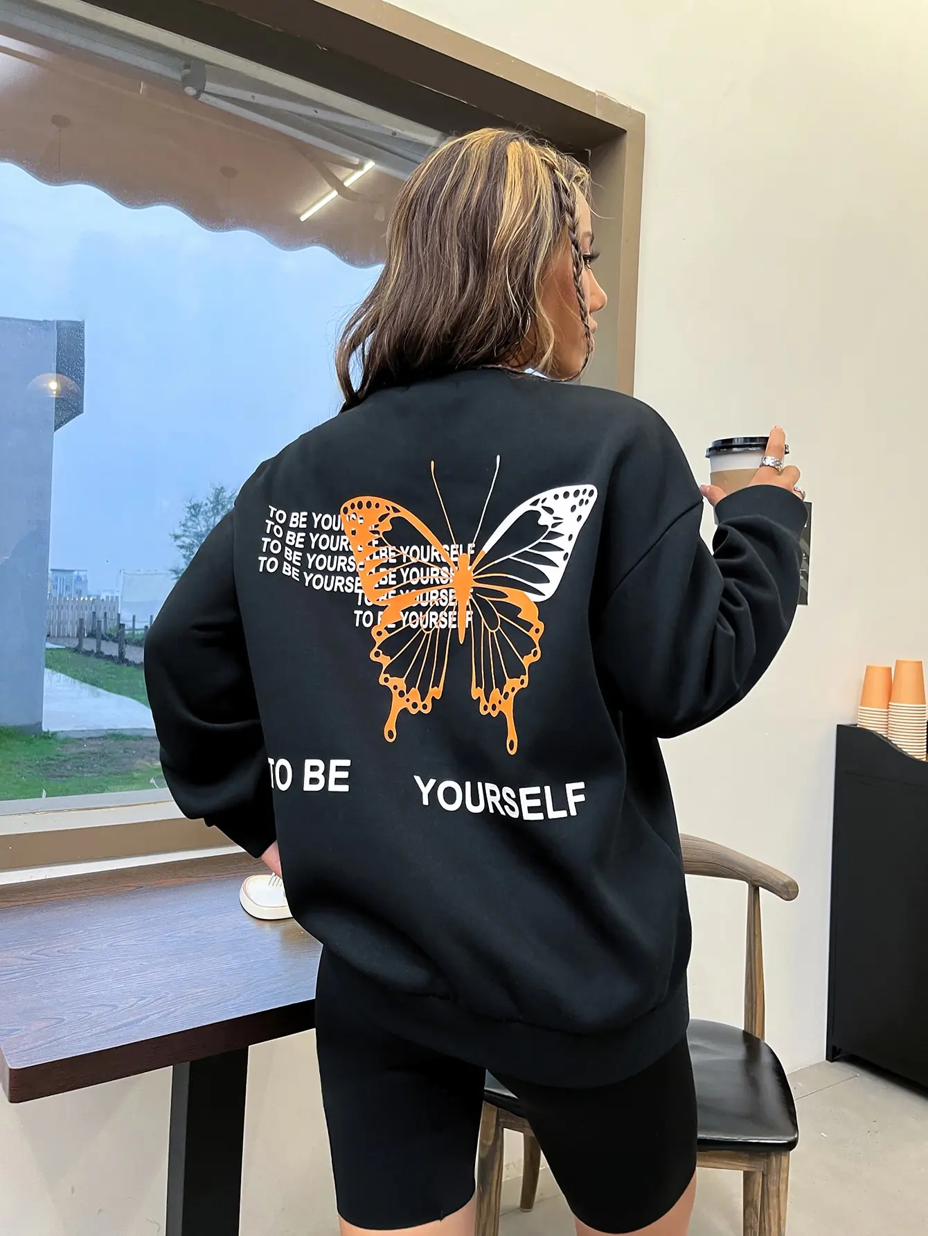 Letters To Be Yourself Cotton Hoodies Street Daily Sportswears Fashion Creativity Sweatshirt Harajuku Casual Woman Outerwear