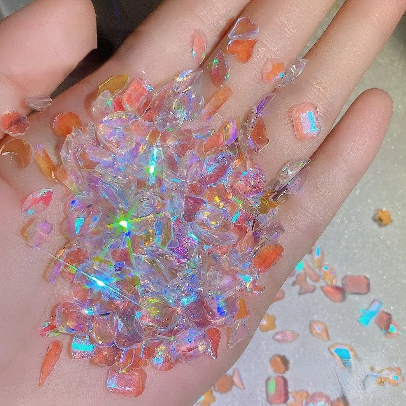 

100pcs Aurora Nail Parts 3D Gems Nails Art Decoration Nail stone Nail Shaped Drill Rhinestones Mix Crystal Nail Art Accessories