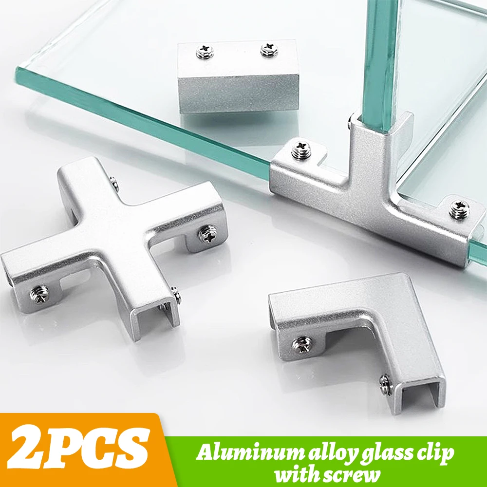 

2PCS Aluminum Glass Clamp Holder Shelf Clip Bracket for 4-12mm Thickness Glass Acrylic Wood Board (8/10/12mm Sizes) Heavy Duty