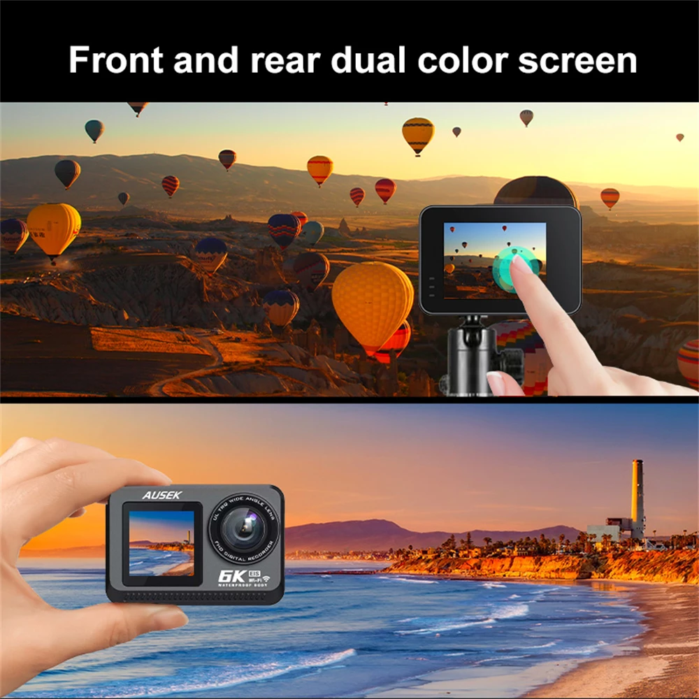 6K Action Camera Sony IMX576 Lens EIS 8X Zoom 48MP WiFi Dual Screen 20M Bare Metal Waterproof Sport Camera Sports DV Portability