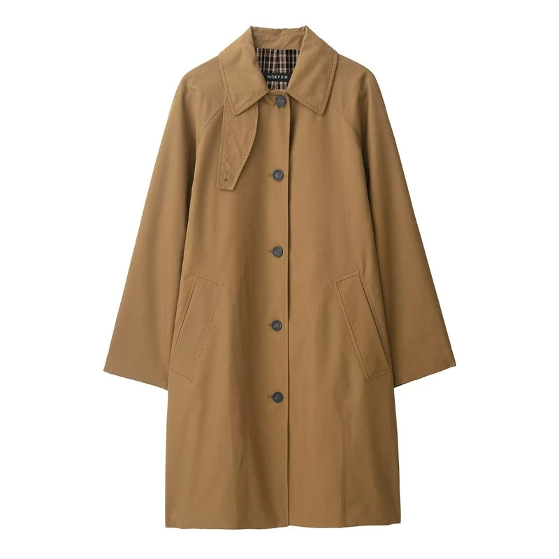 

Autumn New Lapel Collar Windbreaker Women's Coats Long Sleeve Loose Long Buttons Jackets Vintage Pockets Fashion Chic Clothes