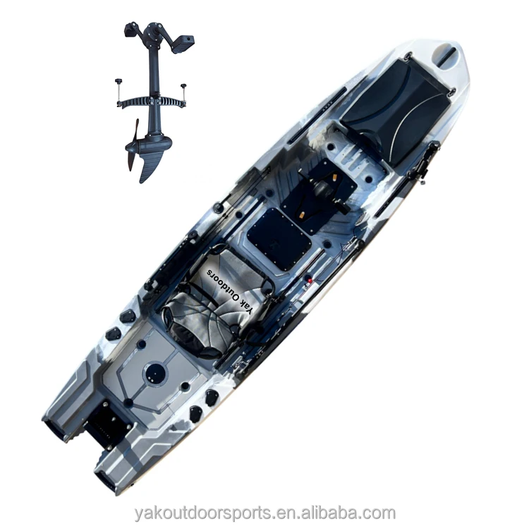 Yak New 12ft PE Hull Material Pedal Kayak One-Person Drive Motor Kayak Big Hatches for Surfing Kayak Fishing Rivers 2 Person
