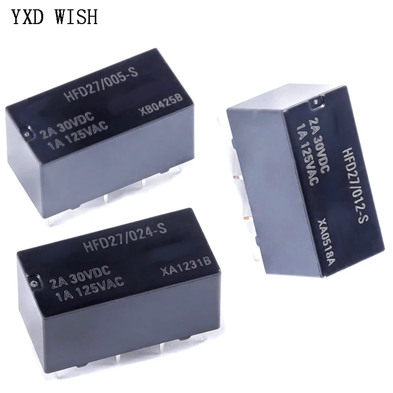 5pcs Mini Relay HFD27-005-S HFD27-012-S HFD27-024-S HFD27 DC 5V 12V 24V 8Pins Sensitive DIP Relays JRC27F- 005 012 024-S 8Pin