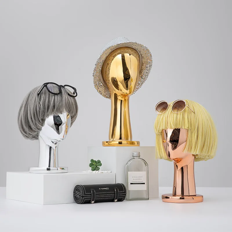 

Electroplating Mannequin Head Display Stand Clothing Store Display Window Props Wig Hat Stand Men and Women's Head Ornaments