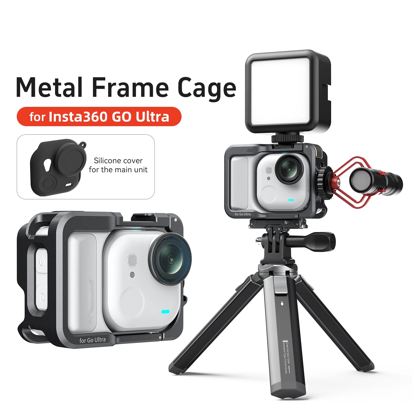 

Aluminum Alloy Protective Case for Insta360 GO Ultra Metal Frame, Quick Release Bezel With Lens Cover Protector Camera Accessory