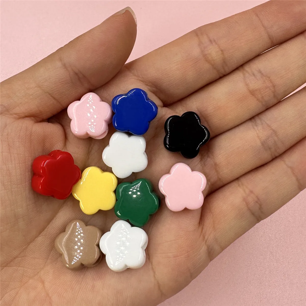 20pcs/bag Acrylic Macaron Color Loose Flower Heart Beads Horizontal Hole DIY Earrings Bracelet Pendants Jewelry Making Materials