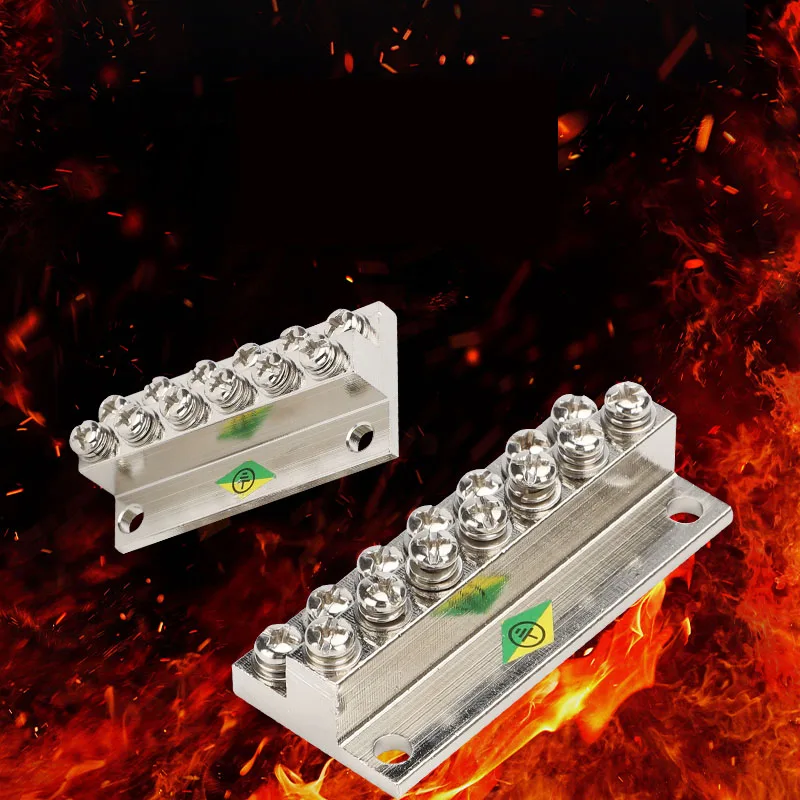 Double layer Terminal Block JDG-6/8/10/12Hole Land Row Zero Line Terminal Row Brass Power Distribution Cabinet Screw Connector