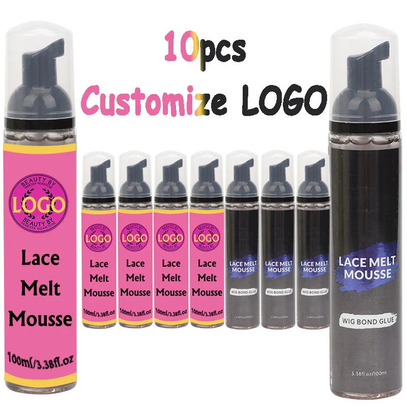 

Lace Melting And Holding Mousse Customize Logo 10 Pcs Glueless Hair Adhesive For Wigs Extra Hold Lace Melt Mousse Bonding Glue