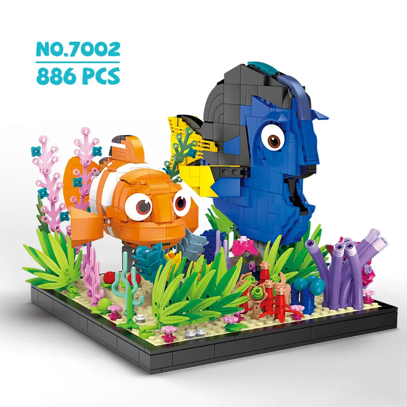 

DK7002 Creative Ornamental Fish Marine Animal Landscape Model 886pcs Small-Particle Building Block Model Bricks Toys Kids Gift