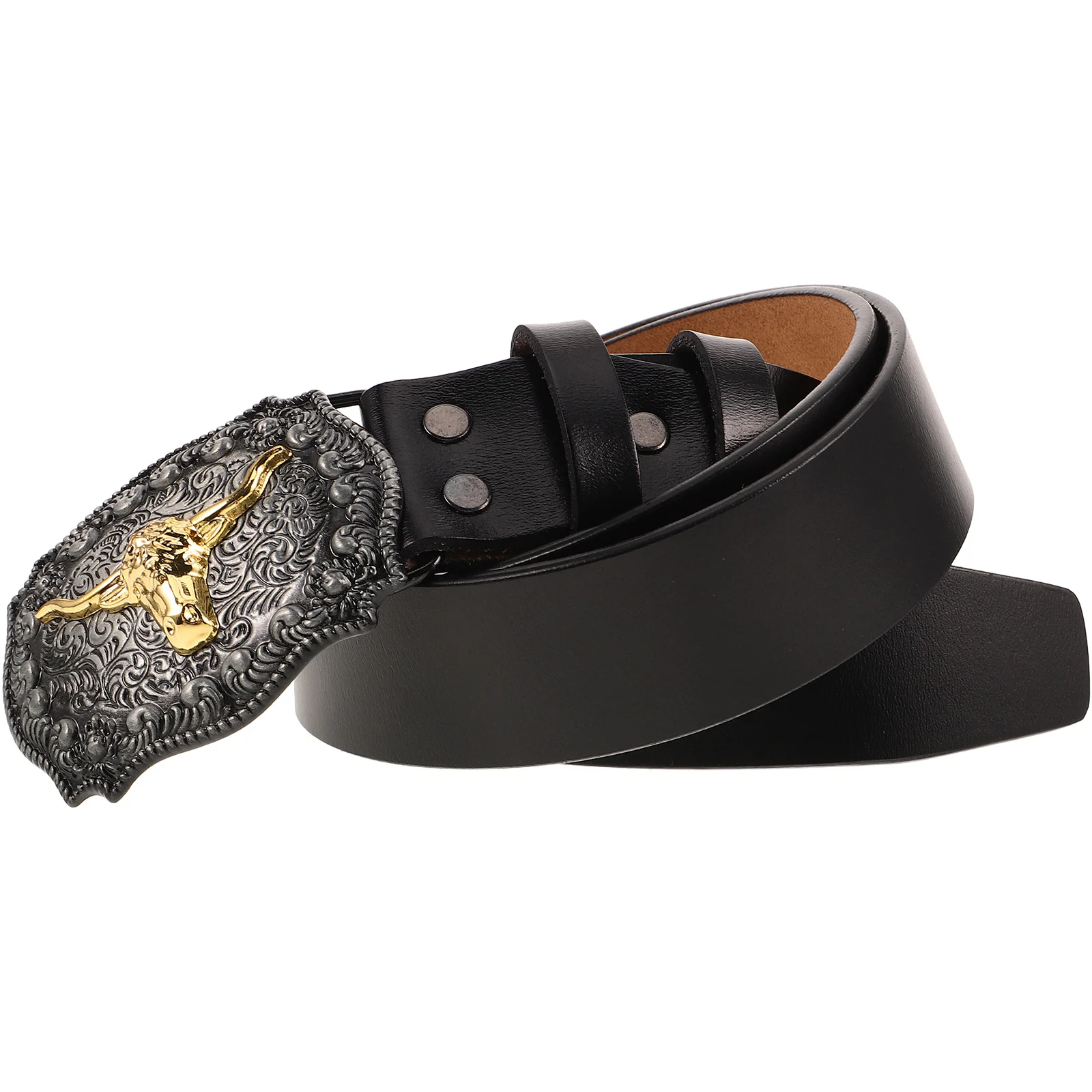 

Men'S Western Cowboy Belt Genuine Cowhide Bull Head Buckle Vintage Adjustable For Jeans Costume Belt Western Belts For Men