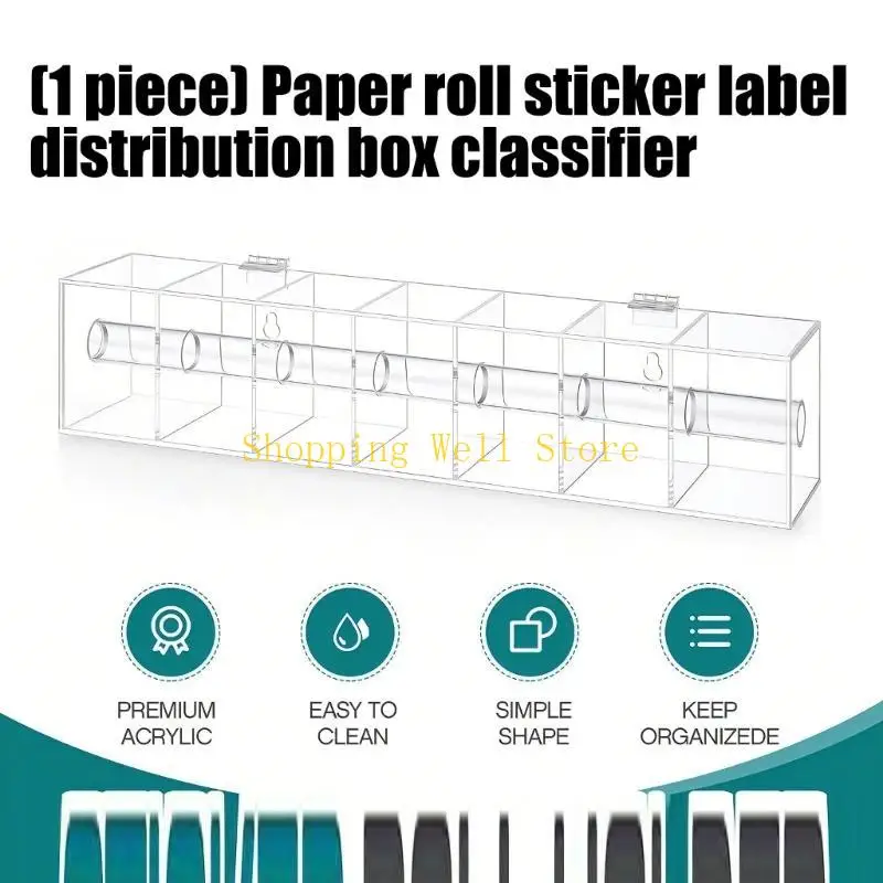 KX4B Clear Acrylic 7 Compartment Sticker Holder for Organized Dispensing Wall Mount