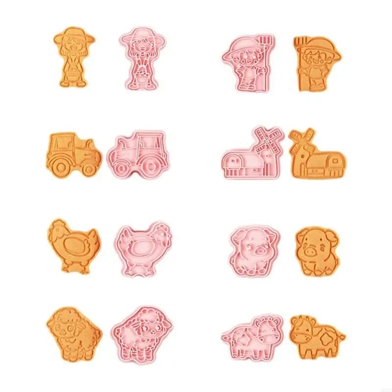 

103A 8 Pack Biscuit Molds Baking Accessories Farm Animal Cookie Moulds Biscuit Molding Baking Supplies for Baking