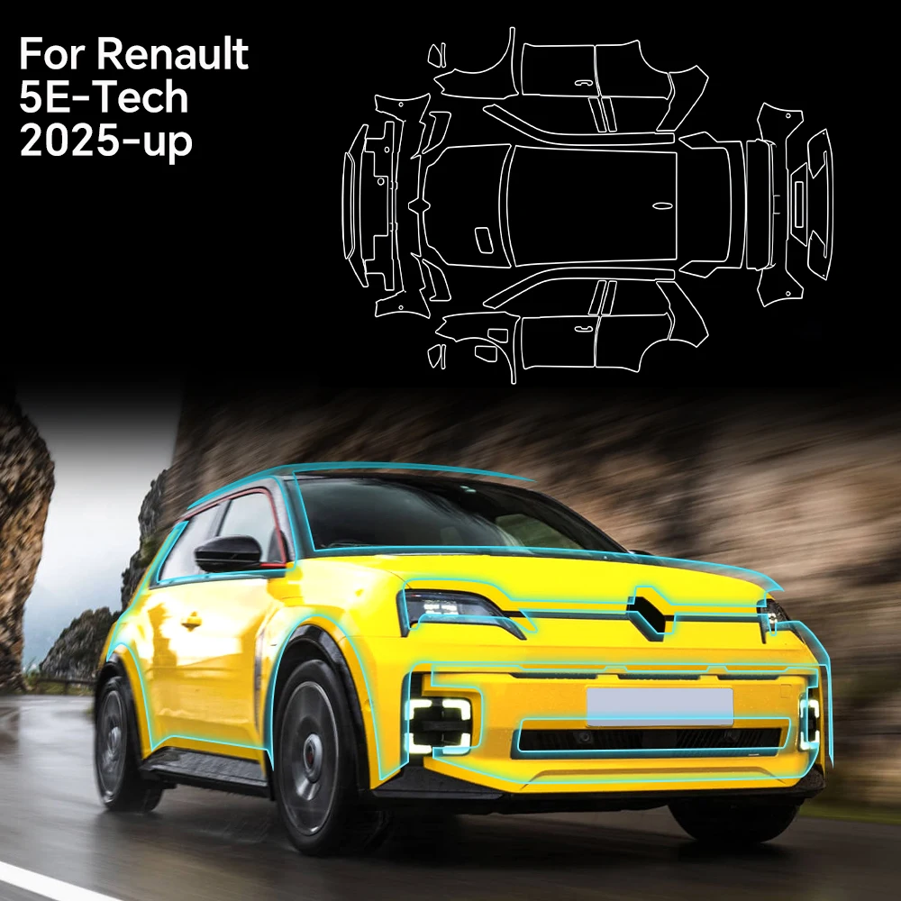For Renault 5E-Tech 2025 Car Paint Protection Film Transparent Anti-scratch TPU PPF for 5E Tech Pre Cut Body Sticker Bra Kit