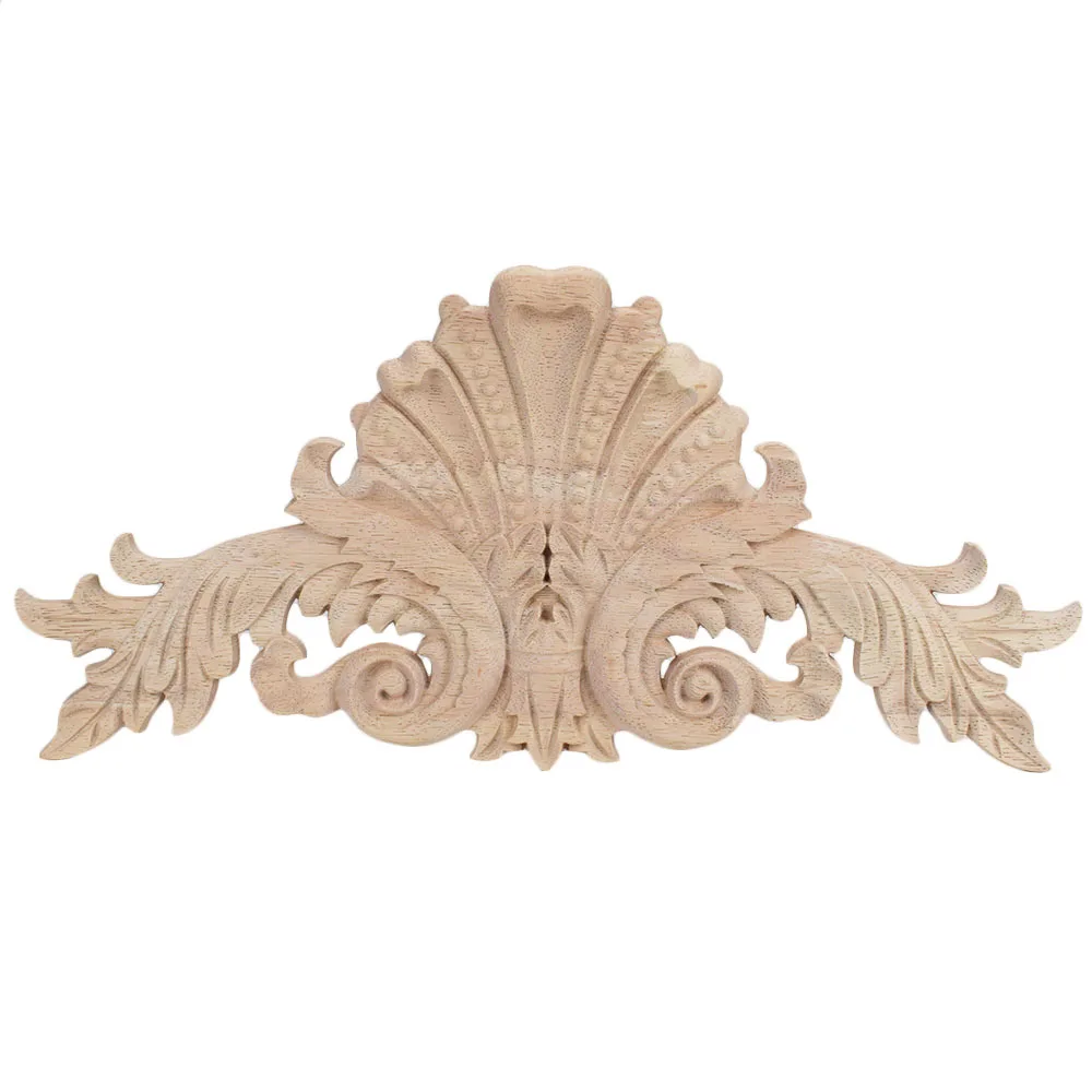 

2PCS Wood Appliques Furniture Decor Cabinet Door Irregular Wooden Mouldings Flower Carving Figurine Antique Decorative Craft