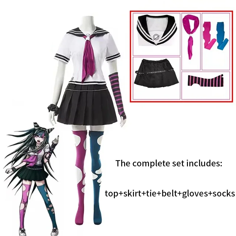 Anime Danganronpa mioda Ibuki Cosplay Kostüm Frauen kurzen Rock Strümpfe Halloween Karneval lustige Kleidung Perücke