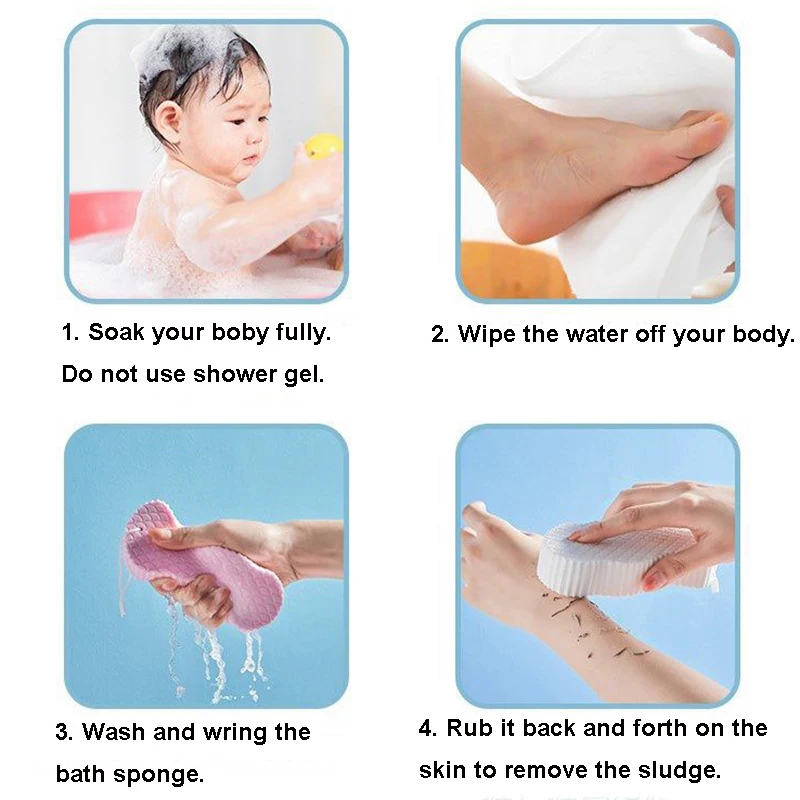 Soft Sponge Body Scrubber Baby Bath Exfoliating Massager Scrub Magic Sponge Shower Brush Skin Cleaner Dead Skin Remover Bathing