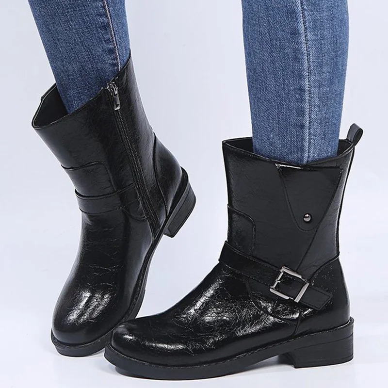 

2022 New Boots Women Winter Casual Women Shoes Zipper Ladies Shoes Keep Warm Ankle Boots Flat Plus Size Botas Mujer Woman Boots