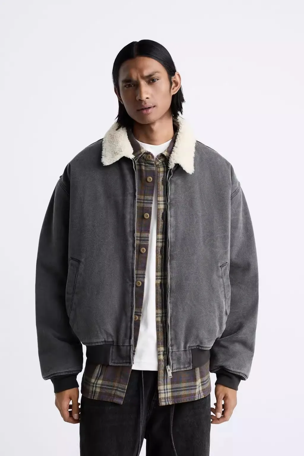 

Новое зимнее мужское свободное пальто-джат с талией, молодежное пальто Faion Long Sve на молнии, верхняя одежда, тепе повседневное пальто Thiened