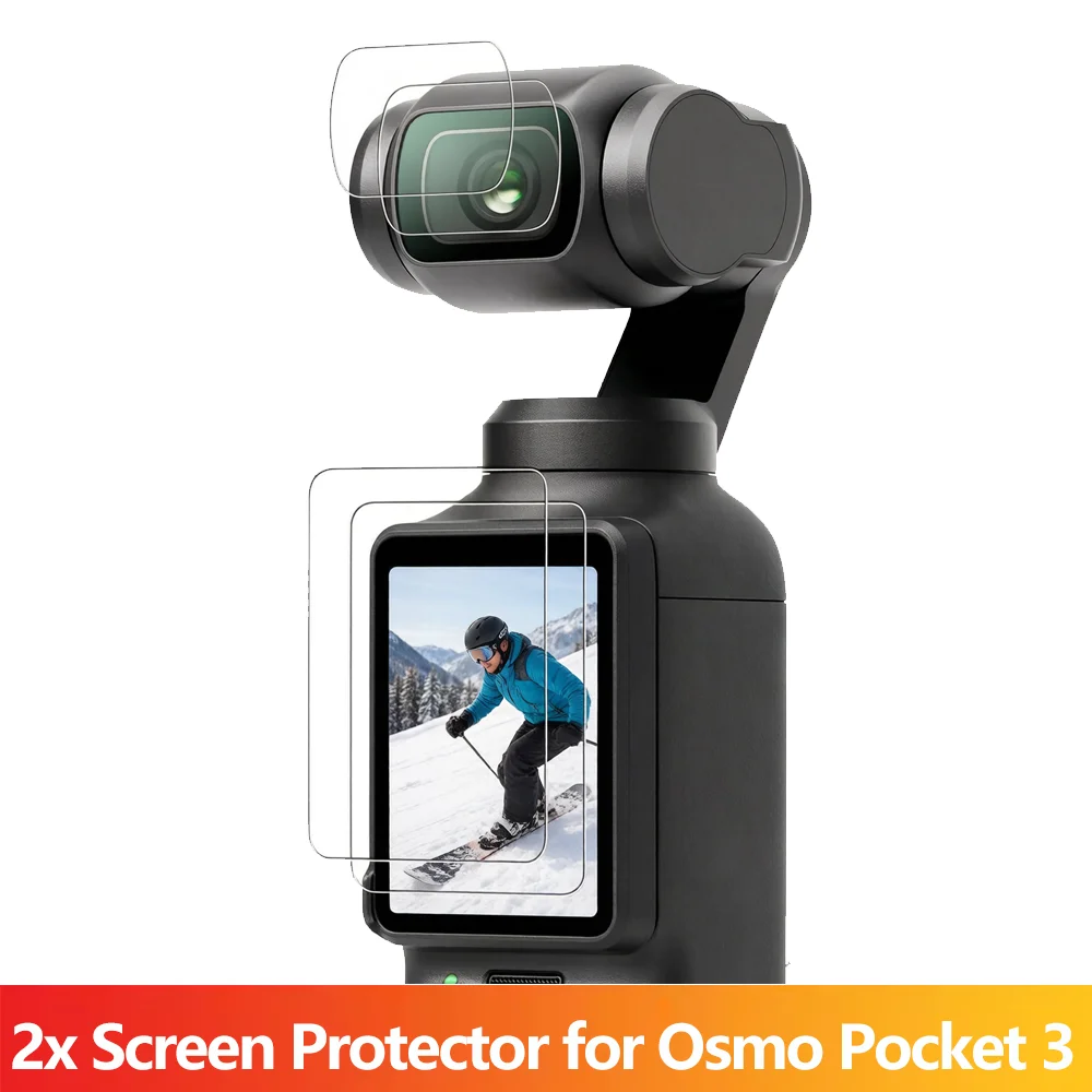 2-Pack Tempered Glass Screen Protector for DJI Osmo Pocket 3 Full Coverage Lens Protector Film Set with Cleaning Kit