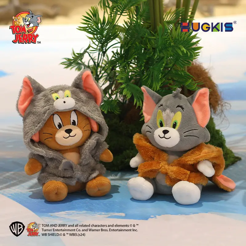 

HUGKIS Tom Cat Bathrobe Party Series Plush Toy Bag Charm Keychain Pendant Jerry Mouse Cute Soft Stuffed Doll Kids Festive Gifts