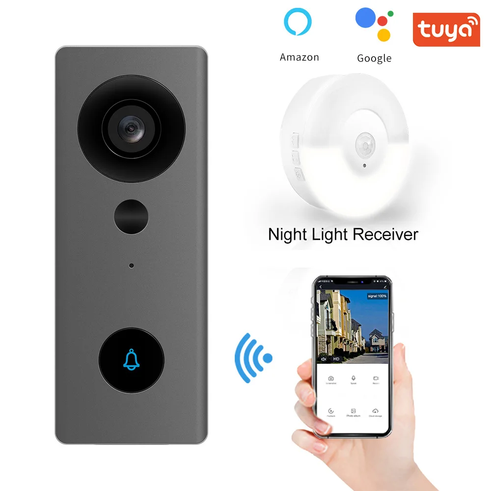 2MP 1080P  Tuya APP WIFI IP Doorbell DC Power  130Degree Wide Angle Visual Door Viewer Video Door Phone With Indoor Chime