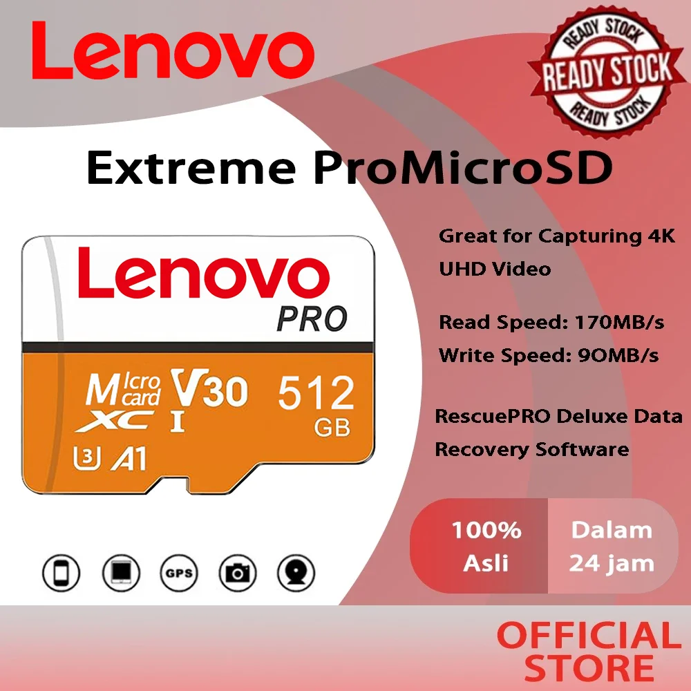 Lenovo SD/TF Storage Solutions 512/256/128/64GB Large Capacity High-speed Read/Write Suitable For Computer Desktop Mac Camera