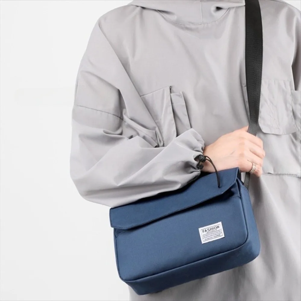 

Solid Color Men's Messenger Bag Large Capacity Minimalist Nylon Shoulder Bag Adjustable Strap Multi-pocket Crossbody Bag College