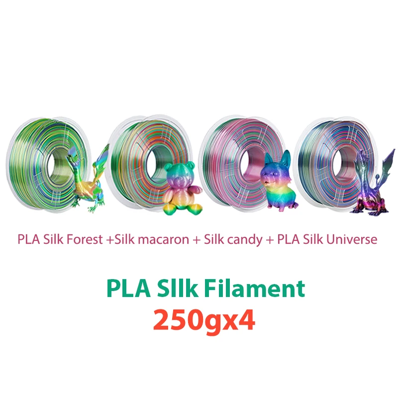 

250 г 500 г 1 кг 3D-принтер Радужная нить PLA Silk Universe Forest 1,75 мм конфетный макарон 3D-принтер проволока вакуумная упаковка 250 г x 4