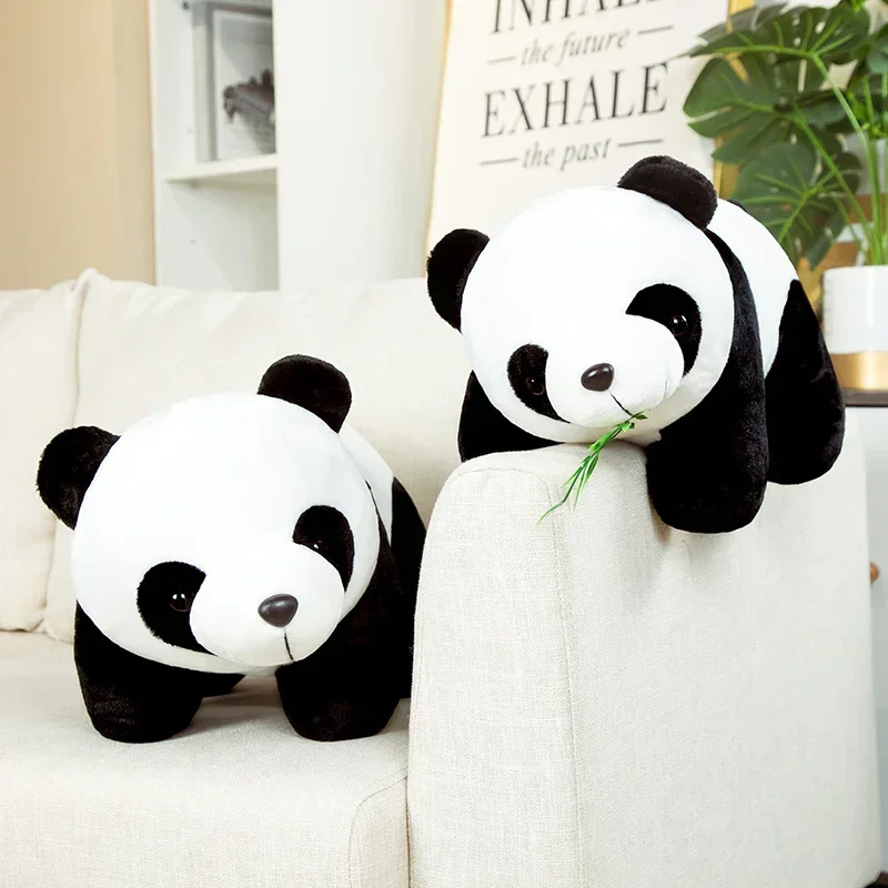 Panda de peluche Kawaii de 30cm, almohada encantadora con hojas de bambú, oso de Animal de peluche suave, bonito regalo de cumpleaños para niños