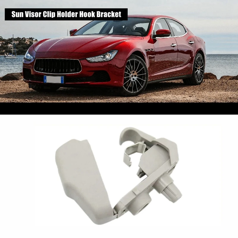 2X Car Interior Accessories Grey Sun Visor Clip Holder Hook Bracket For Maserati Ghibli Quattroporte Levante 2015-2020