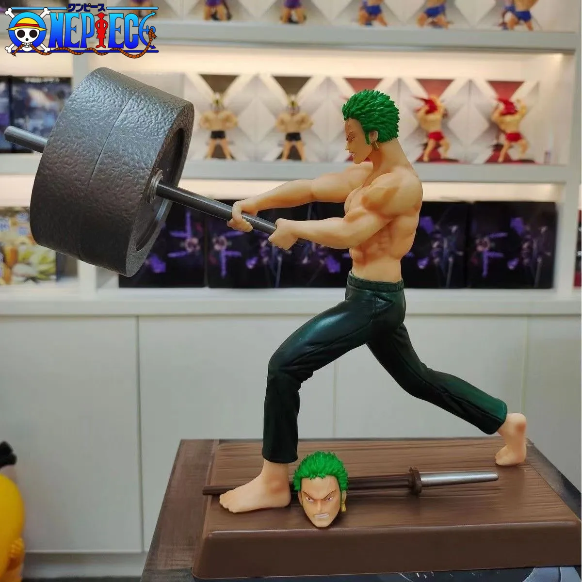 

Фигурка из аниме Gk Uno Fitness Roronoa Zoro, цельный кусок, гантель, деревянный меч, ПВХ экшн-фигурка, декоративная модель, игрушки, подарки, 24 см