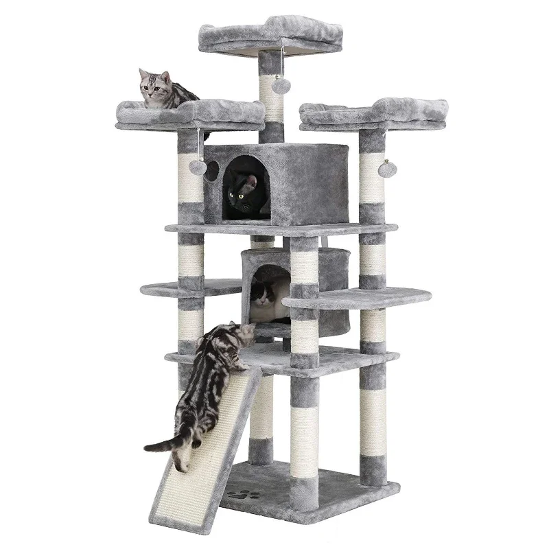 

Wholesale Original Design Faux Fur Hemp Rope big Flower Cat Tree Tower House Scratch Post Cat Trees Cat Towers