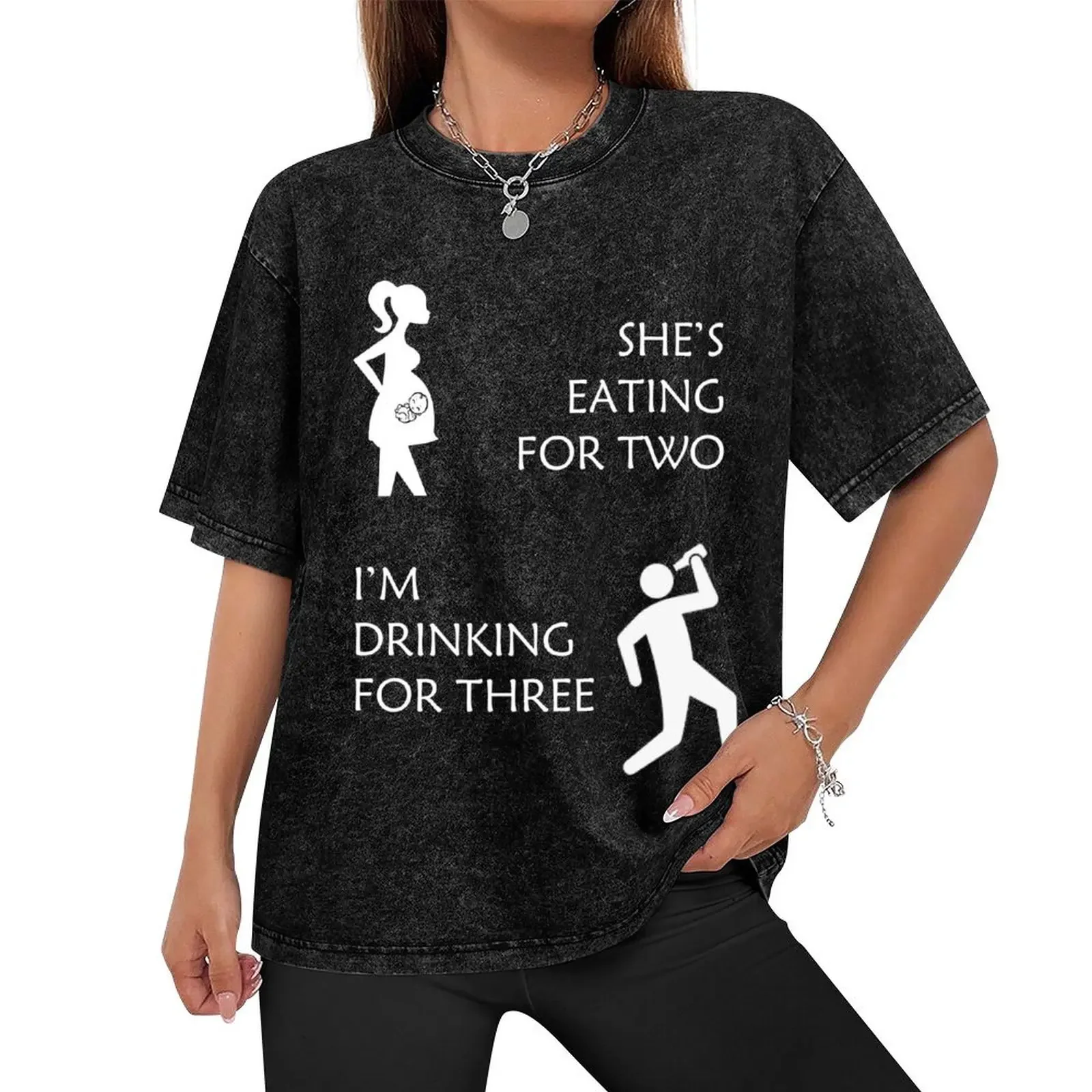 SHE'S EATING FOR TWO I'M DRINKING FOR THREE - PREGNANT FUNNY T-Shirt designer shirts vintage t shirt men