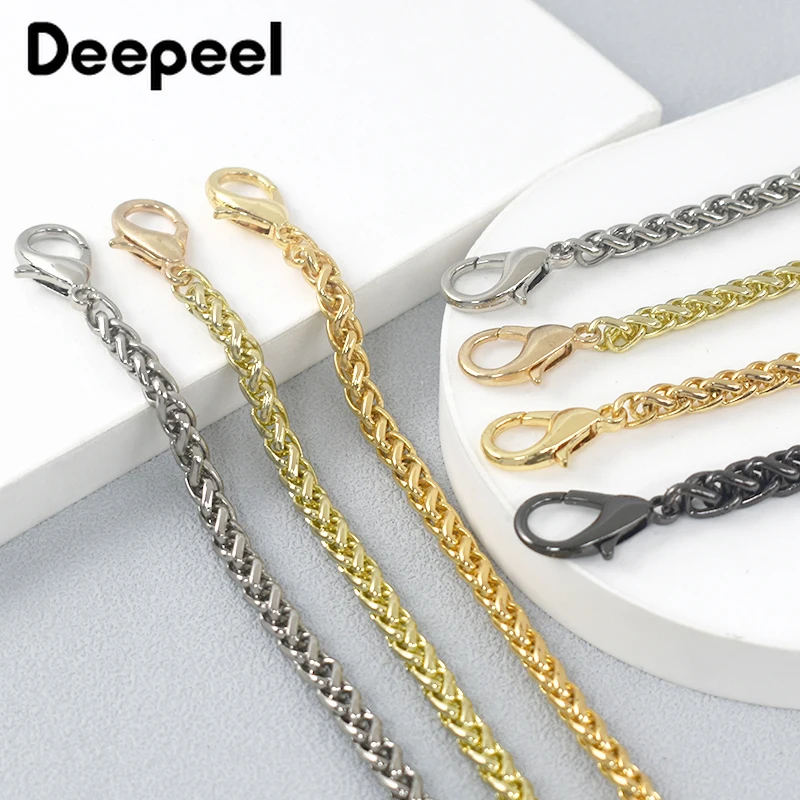 Deepeel-Cadena de Metal de 5mm para bolso de mano, hebillas de manija de correa de equipaje de hombro, accesorios hechos a mano DIY, 50/100/110/120cm