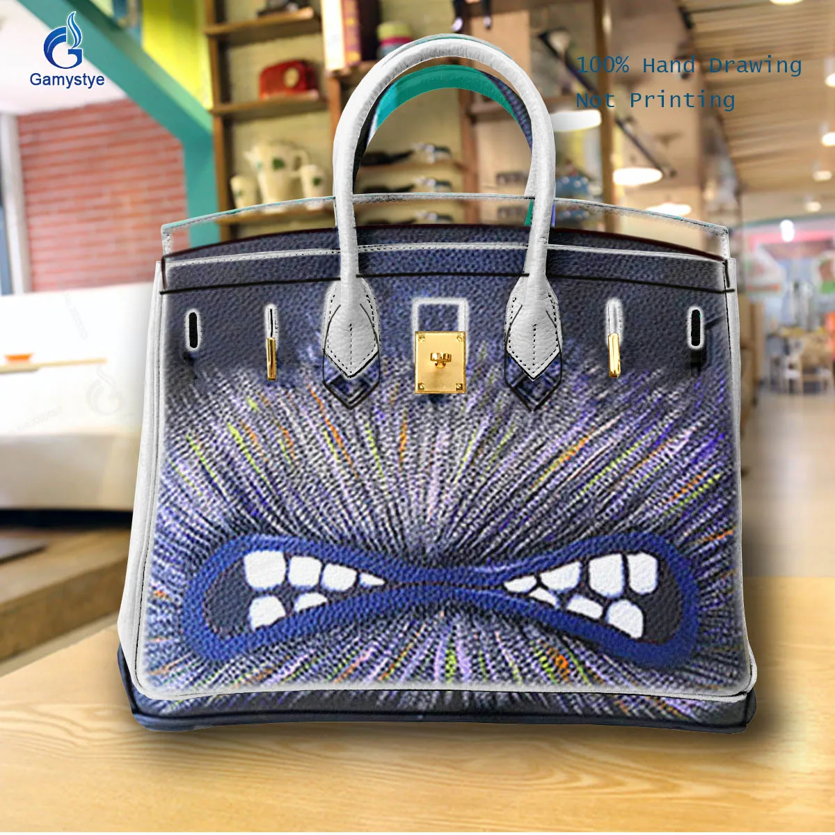 

Personalizar bolso Art Hand Painted Half open teeth Bag Ladies Tote Handbags Messenger Shoulder Bag For women Unique personality