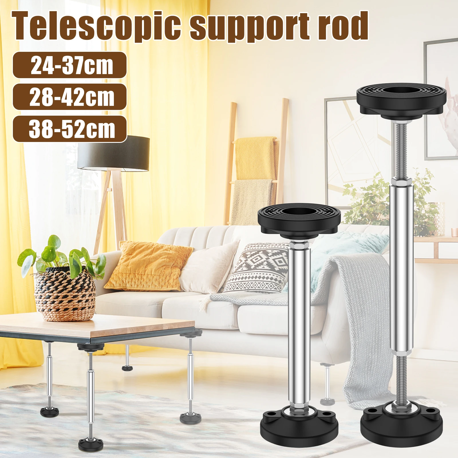 

2Pcs Telescopic Support Rod Stainless Steel Cabinet Adjustable Support Pole 300kg Weight Capacity High Hardness Sink Support