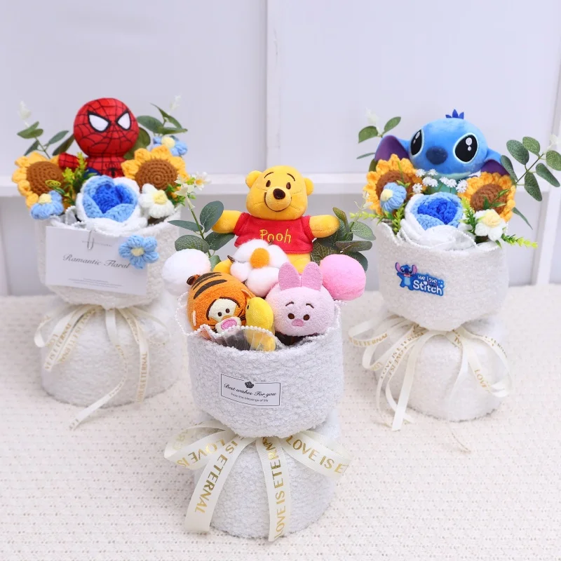 كارتون ويني ذا بركة غرزة باقة هدية صندوق الحيوانات المحشوة باقة الزهور ديكور المنزل هدايا عيد الحب